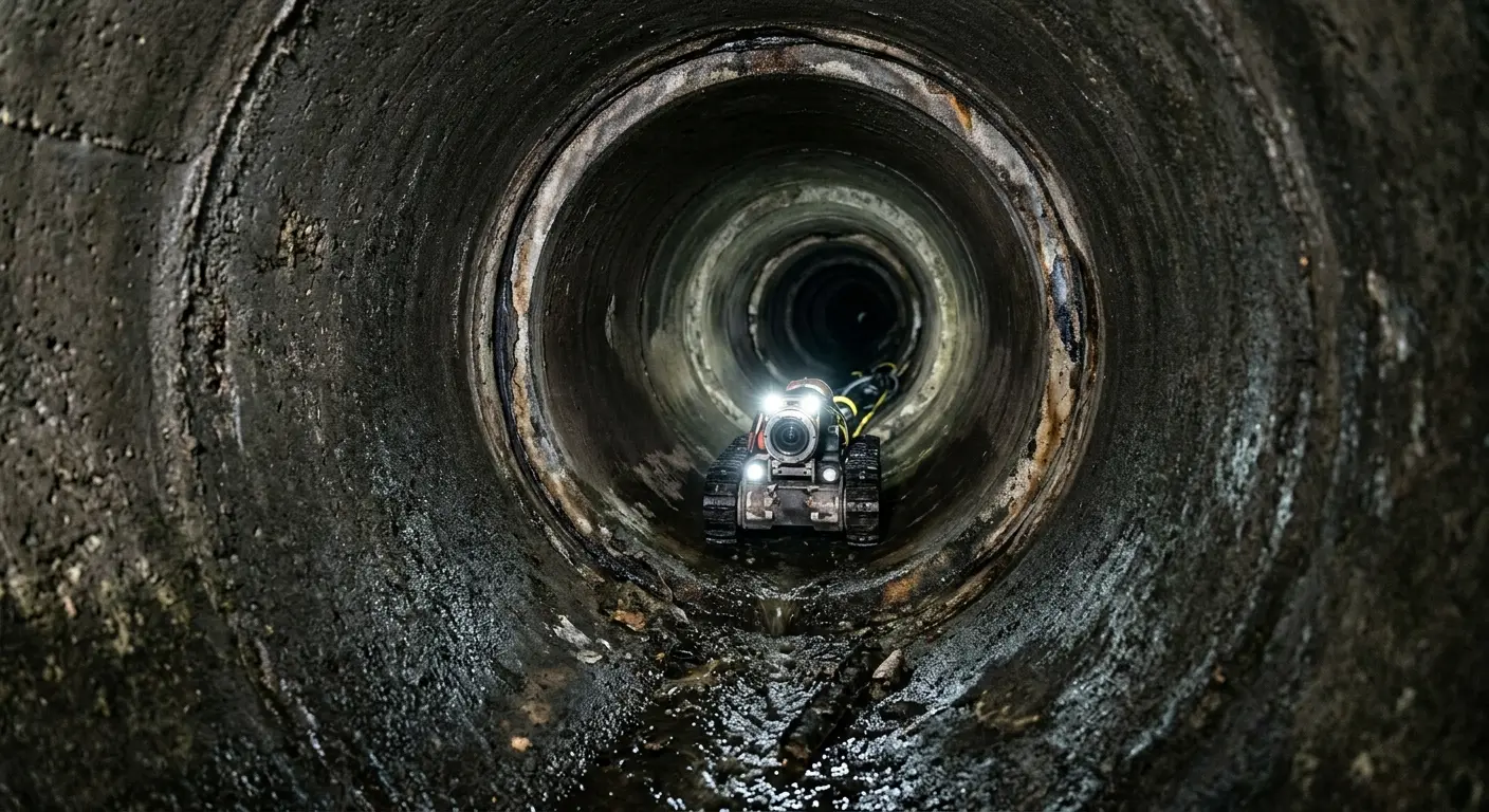 Robotic sewer camera inspecting pipe interior for Sewer Line Repair in Richmond Heights